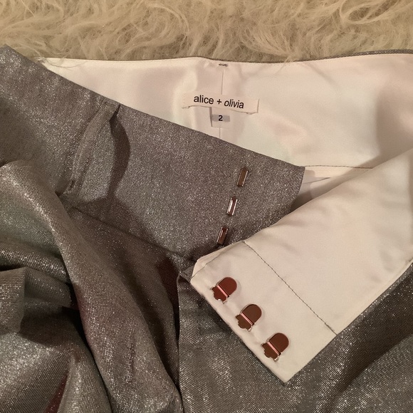 Alice + Olivia Virgin Wool Metallic Trousers - Picture 7 of 8